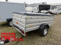B-Ware I Böckmann 750 KG Alu Anhänger 250x130 mit Aufsatz Flachplane und Bügeln