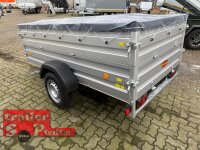 B-Ware I Böckmann 750 KG Alu Anhänger 250x130 mit Aufsatz Flachplane und Bügeln