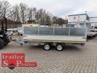 EDUARD 4020 -GD- 3 Seitenkipper, Bordwände 30cm -3500kg- E & H-Pumpe - Lfh: 66cm -195/50R13 mit Stahl - Kastenaufsatz