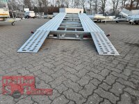 Lorries PL35-6021 - 3500 kg 6m kippbarer leichter Autotransporter mit ALU Standschienen und Rampen - TRIDEM
