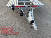 Lorries PL35-6021 - 3500 kg 6m kippbarer leichter Autotransporter mit ALU Standschienen und Rampen - TRIDEM