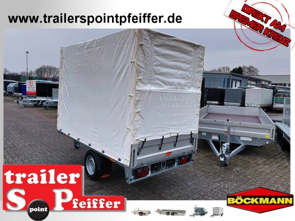 EINZELSTÜCK I Böckmann HL-AL 2514/135 ECO XXL Alu - Hochlader Anhänger Hochplane mit Rollo