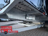 Lorries PL30-5521 - 3000 kg kippbarer leichter Autotransporter mit ALU Standschienen und Rampen mit Hochplane SP-Line Austellklappe hinten - ÖKO - Schiebeplane links und rechts