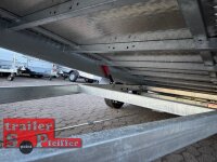 Lorries PL30-5521 - 3000 kg kippbarer leichter Autotransporter mit ALU Standschienen und Rampen mit Hochplane SP-Line Austellklappe hinten - ÖKO - Schiebeplane links und rechts