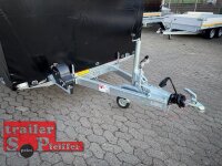 Lorries PL30-5521 - 3000 kg kippbarer leichter Autotransporter mit ALU Standschienen und Rampen mit Hochplane SP-Line Austellklappe hinten - ÖKO - Schiebeplane links und rechts