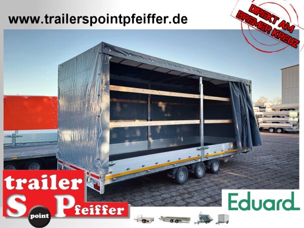EDUARD 6022 -GT- Hochlader, Bordwände 30cm -3500kg- Lfh: 56cm -195/55R10 mit Hochplane SP-Line Schiebeplane links und rechts