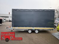 EDUARD 5022 -GD- Hochlader, Auffahrschienen & Winde, Bordwände 30cm -3500kg- Lfh: 63cm -195/50R13 mit Hochplane SP-Line Schiebeplane links und rechts - vorne extra RUND - 3 Reihen Bretter / Mittelrunge