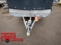 EDUARD 5022 -GD- Hochlader, Auffahrschienen & Winde, Bordwände 30cm -3500kg- Lfh: 63cm -195/50R13 mit Hochplane SP-Line Schiebeplane links und rechts - vorne extra RUND - 3 Reihen Bretter / Mittelrunge