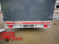 EDUARD 5022 -GD- Hochlader, Auffahrschienen & Winde, Bordwände 30cm -3500kg- Lfh: 63cm -195/50R13 mit Hochplane SP-Line Schiebeplane links und rechts - vorne extra RUND - 3 Reihen Bretter / Mittelrunge