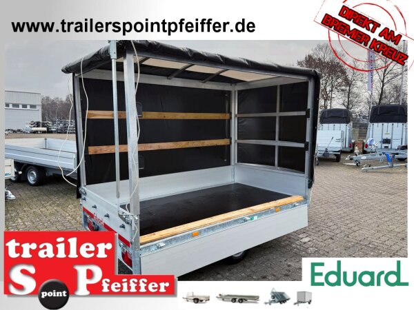 Aussteller / EDUARD 2615 -GE- Hochlader, Bordwände 30cm -1500kg- Lfh: 56cm -195/55R10 mit Hochplane SP-Line - Rollo - Rollfix - vorne EXTRA RUND - Runddach