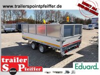 EDUARD 4018 -GD- 3 Seitenkipper, Auffahrschienen, Bordwände 30cm -3500kg- E & H-Pumpe - Lfh: 66cm -195/50R13 mit mit SE-KA Kastenaufsatz 60 cm