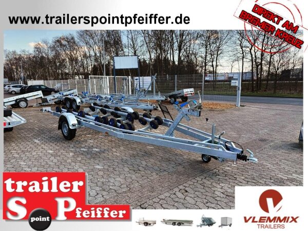 EINZELSTÜCK I Vlemmix  C Trailer - Bootstrailer 1800 kg 6,3m Rahmen  - FLEXROLL System + klappbare Rücklichter LED