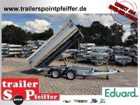 EDUARD 3318 -GD- 3 Seitenkipper, Auffahrschienen, Bordwände 30cm -3500kg- E & H-Pumpe - Lfh: 63cm -195/50R13 mit 3318 - AufsatzBordwände pendelbar - 30cm hoch + Flachplane + Bluetoothwächter #1
