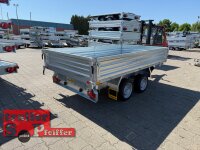HUMBAUR HTK 3500.31 PROSTEEL I 314 x 175 I 3500 KG I Dreiseitenkipper mit E-Pumpe - Rampenschacht mit Fuhrmann Stahl Bordwand