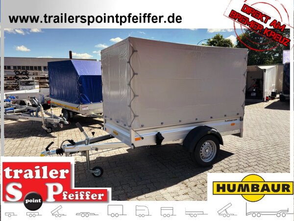 HUMBAUR HA 132513  FS ALU 1300 kg gebremst 251 x 131 mit Hochplane SP-Line GRAU
