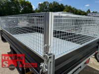 HUMBAUR HTK 3500.37 STAHL I 363 x 185 I 3500 KG I Dreiseitenkipper mit E-Pumpe - Rampenschacht  mit  Stahlbordwand SCHWARZ mit SI-GI Laubgitter