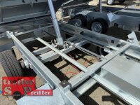 HUMBAUR HTK 3500.37 I 363 x 185 I 3500 KG I Dreiseitenkipper mit E-Pumpe - Rampenschacht mit SI-GI Laubgitter
