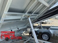 HUMBAUR HTK 3500.37 I 363 x 185 I 3500 KG I Dreiseitenkipper mit E-Pumpe - Rampenschacht mit SI-GI Laubgitter