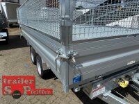 HUMBAUR HTK 3500.37 I 363 x 185 I 3500 KG I Dreiseitenkipper mit E-Pumpe - Rampenschacht mit SI-GI Laubgitter