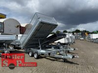 HUMBAUR HTK 3500.37 I 363 x 185 I 3500 KG I Dreiseitenkipper mit E-Pumpe - Rampenschacht mit SI-GI Laubgitter