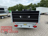 HUMBAUR HTK 3500.31 STAHL I 314 x 175 I 3500 KG I Dreiseitenkipper mit E-Pumpe - Rampenschacht mit Stahlbordwand SCHWARZ Aufsatzwände Stahl SCHWARZ