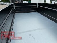HUMBAUR HTK 3500.31 STAHL I 314 x 175 I 3500 KG I Dreiseitenkipper mit E-Pumpe - Rampenschacht mit Stahlbordwand SCHWARZ Aufsatzwände Stahl SCHWARZ