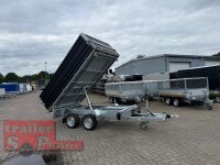 HUMBAUR HTK 3500.31 STAHL I 314 x 175 I 3500 KG I Dreiseitenkipper mit E-Pumpe - Rampenschacht mit Stahlbordwand SCHWARZ Aufsatzwände Stahl SCHWARZ