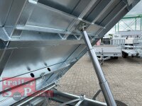HUMBAUR HTK 3500.37 STAHL I 363 x 185 I 3500 KG I Dreiseitenkipper mit E-Pumpe - Rampenschacht  mit  Stahlbordwand SCHWARZ Aufsatzwände Stahl SCHWARZ