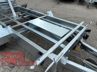 HUMBAUR HTK 3500.37 STAHL I 363 x 185 I 3500 KG I Dreiseitenkipper mit E-Pumpe - Rampenschacht  mit  Stahlbordwand SCHWARZ Aufsatzwände Stahl SCHWARZ