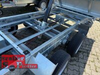 HUMBAUR HTK 3500.37 I 363 x 185 I 3500 KG I Dreiseitenkipper mit E-Pumpe - Rampenschacht  mit ALU Bordwandaufsatz 35 cm