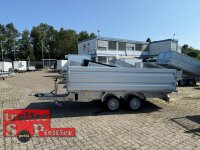 HUMBAUR HTK 3500.37 I 363 x 185 I 3500 KG I Dreiseitenkipper mit E-Pumpe - Rampenschacht  mit ALU Bordwandaufsatz 35 cm