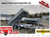 HUMBAUR HTK 3500.37 PROSTEEL I 362 x 184 I 3500 KG I Dreiseitenkipper mit E-Pumpe - Rampenschacht mit Fuhrmann Stahl Bordwand