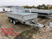 HUMBAUR HTK 3500.37 PROSTEEL I 362 x 184 I 3500 KG I Dreiseitenkipper mit E-Pumpe - Rampenschacht mit Fuhrmann Stahl Bordwand