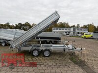 HUMBAUR HTK 3500.37 PROSTEEL I 362 x 184 I 3500 KG I Dreiseitenkipper mit E-Pumpe - Rampenschacht mit Fuhrmann Stahl Bordwand
