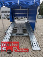 HUMBAUR FTK 27 40 22 I 400 x 214 I 2700 KG I kippbarer leichter Autotrailer mit Hochplane SP-Line + Schiebeplane in FR links + ÖKO Schräge