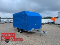 HUMBAUR FTK 27 40 22 I 400 x 214 I 2700 KG I kippbarer leichter Autotrailer mit Hochplane SP-Line + Schiebeplane in FR links + ÖKO Schräge