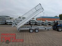 HUMBAUR HTK 3500.41 I 410 x 210 I 3500 KG I Dreiseitenkipper mit E-Pumpe - Rampenschacht  mit ORIGINAL Stahlgitter 60 cm