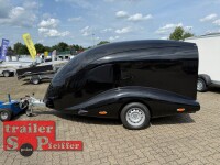 LORGANO Aero T - GfK Anhänger 1000 kg gebremst schwarz 3280 x 1335 x 1580 geschlossener Motorradanhänger Auffahrrampe abschließbar -Alu Boden - 100 km/h