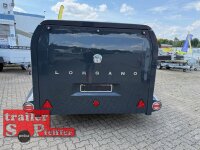 ABVERKAUF / LORGANO Aero G - GfK Anhänger 1800 kg gebremst anthrazit 3280 x 1820 x 1580 geschlossener 2 er Motorradanhänger Auffahrrampe abschließbar -Alu Boden - 100 km/h
