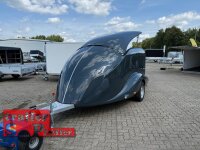 LORGANO Aero G - GfK Anhänger 1800 kg gebremst anthrazit 3280 x 1820 x 1580 geschlossener 2 er Motorradanhänger Auffahrrampe abschließbar -Alu Boden - 100 km/h