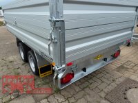 HUMBAUR HTK 3000.31 I 314 x 175 I 3000 KG I Dreiseitenkipper mit E-Pumpe - Rampenschacht  mit ALU Bordwandaufsatz 35 cm