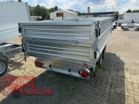 HUMBAUR HTK 3500.37 PROSTEEL I 362 x 184 I 3500 KG I Dreiseitenkipper mit E-Pumpe - Rampenschacht mit Fuhrmann Stahl Bordwand + Bordwandaufsatz 40 cm
