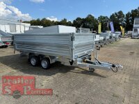 HUMBAUR HTK 3500.37 PROSTEEL I 362 x 184 I 3500 KG I Dreiseitenkipper mit E-Pumpe - Rampenschacht mit Fuhrmann Stahl Bordwand + Bordwandaufsatz 40 cm