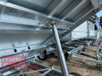HUMBAUR HTK 3500.37 PROSTEEL I 362 x 184 I 3500 KG I Dreiseitenkipper mit E-Pumpe - Rampenschacht mit Fuhrmann Stahl Bordwand + Bordwandaufsatz 40 cm