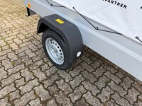 TPV TL-EU2 Anhänger mit ORIGINAL Stahl Gestell und Werbeplane 115 cm (SB) - Stützrad - ungebremst - 13 pol. - Zurrösen - 100 KM/H