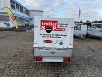 TPV TL-EU2 Anhänger mit ORIGINAL Stahl Gestell und Werbeplane 115 cm (SB) - Stützrad - ungebremst - 13 pol. - Zurrösen - 100 KM/H