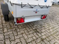 TPV TL-EU2 Anhänger mit ORIGINAL Stahl Gestell und Werbeplane 115 cm (SB) - Stützrad - ungebremst - 13 pol. - Zurrösen - 100 KM/H