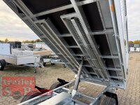 EDUARD 3116 -UD- Heckkipper, Auffahrschienen, Bordwände 30cm -750kg- E & H-Pumpe - Lfh: 63cm -195/50R13 Stützrad (48) - mit 3116 - Laubgitter pendelbar - 70cm hoch