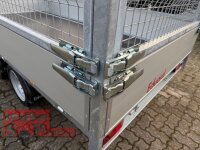 EDUARD 3116 -UD- Heckkipper, Auffahrschienen, Bordwände 30cm -750kg- E & H-Pumpe - Lfh: 63cm -195/50R13 Stützrad (48) - mit 3116 - Laubgitter pendelbar - 70cm hoch