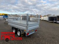 HUMBAUR HTK 2700.27 I 267 x 150 I 2700 KG I Dreiseitenkipper mit E-Pumpe - Rampenschacht mit SI-GI Laubgitter 70 cm